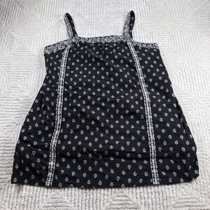 Old Navy Embroidered Cami Dress Women's XL Black White Boho Summer Smocked